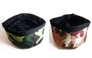 Portable Collapsible Pet Travel Bowls, Camouflage Print, Set of 2